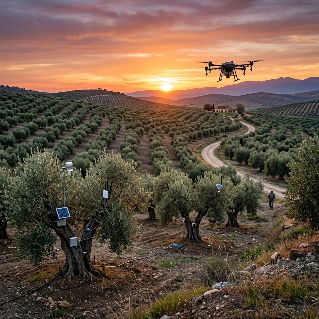 Olivar Tradicional al atardecer